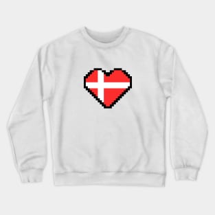 Danish Flag Pixel Art, Denmark Flag pixel art Crewneck Sweatshirt